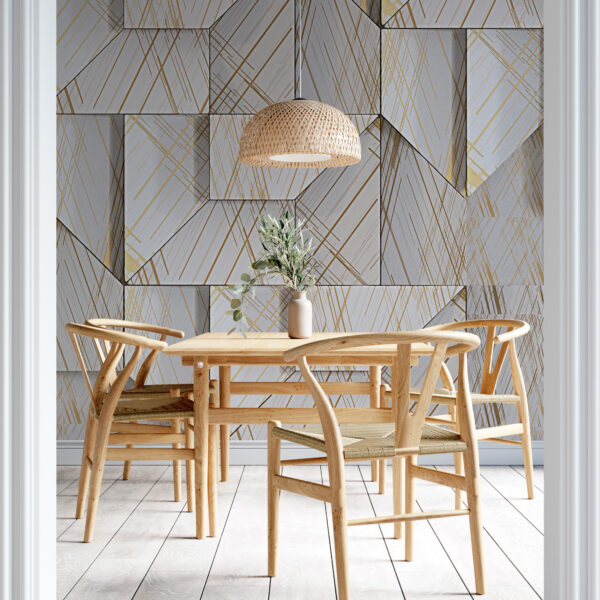 Wandschildering Geometrie in Goud