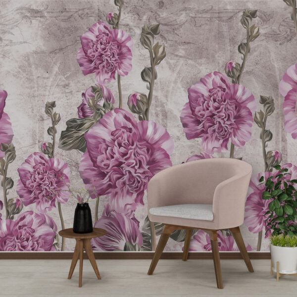 Fotobehang paarse bloemen