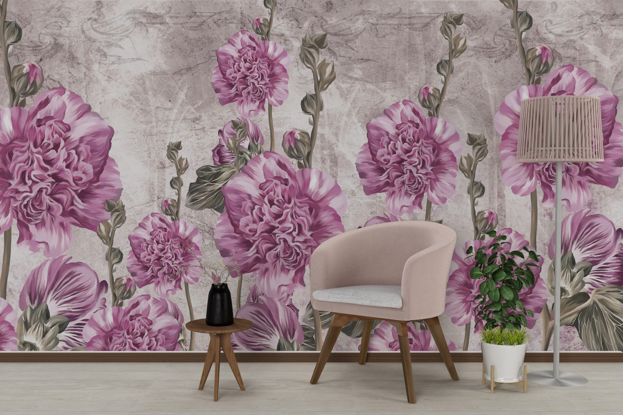 Fotobehang paarse bloemen