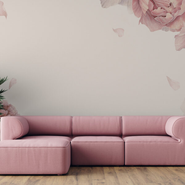 Fotobehang Bloemen in Roze en Beige