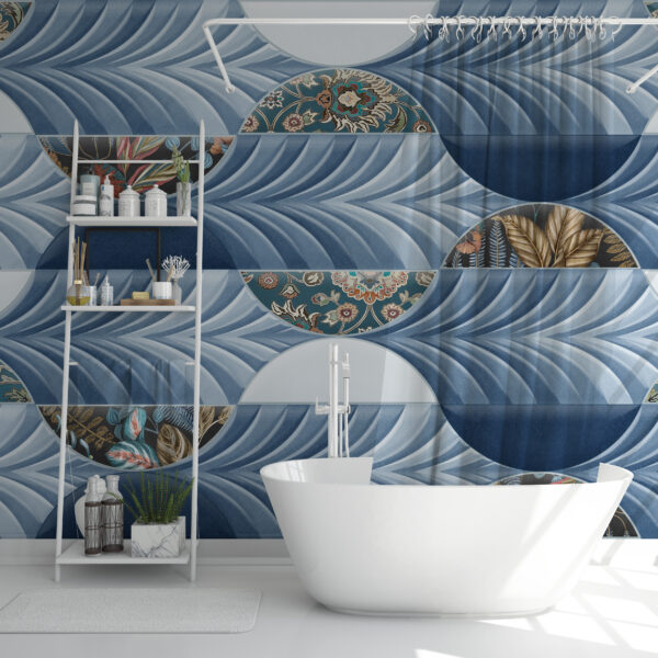 Fotobehang Blauw Geometrisch motief