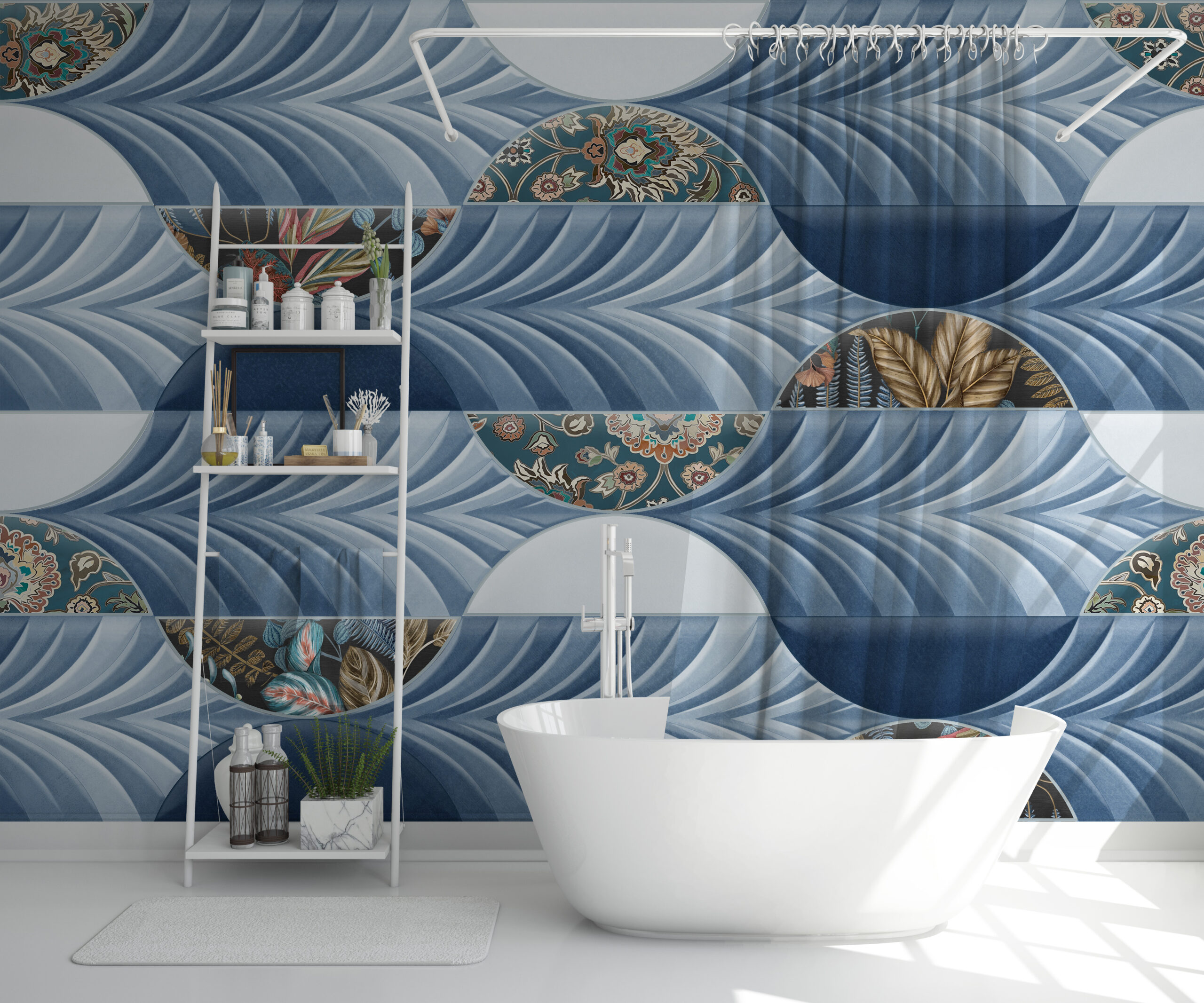 Fotobehang Blauw Geometrisch motief