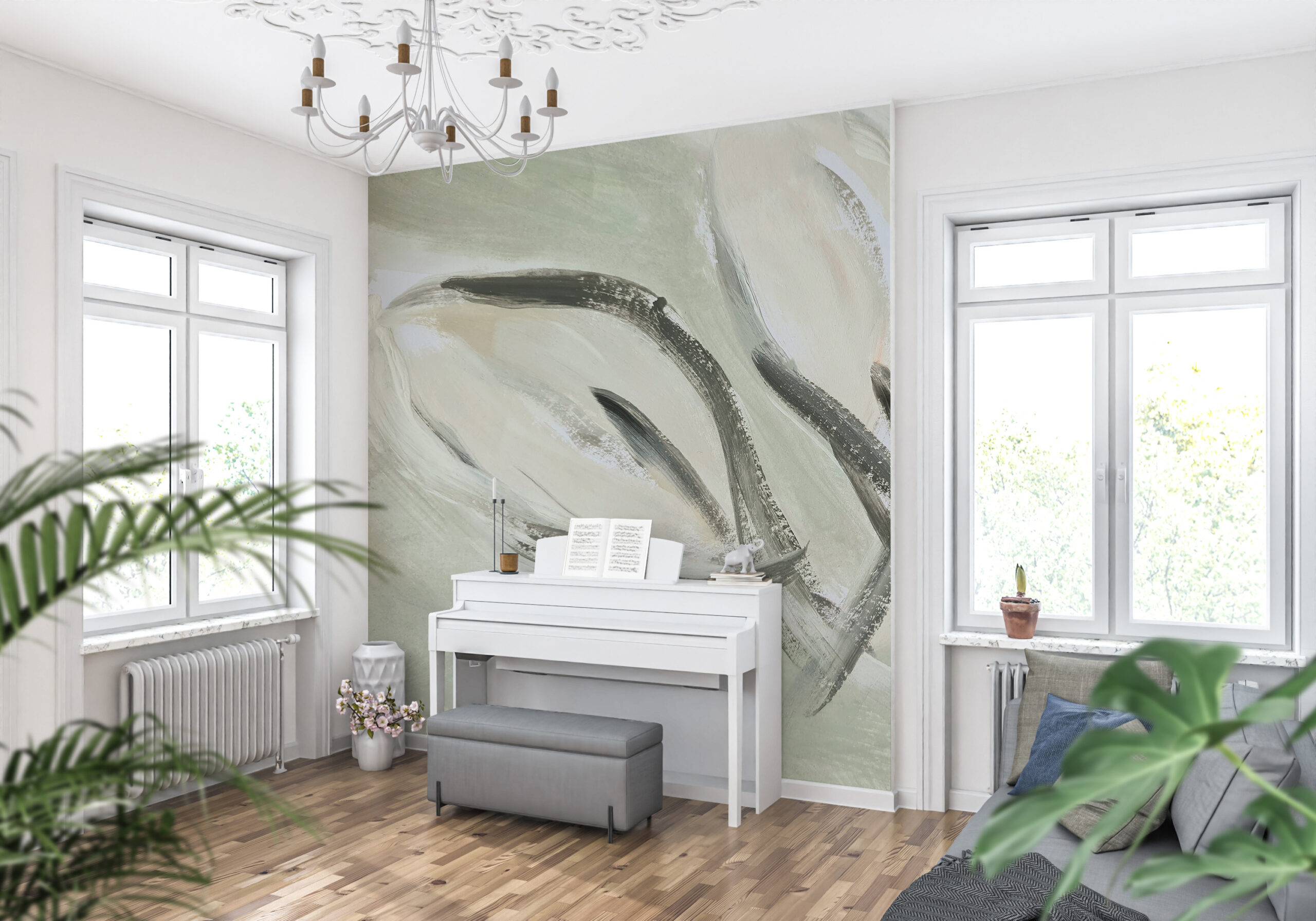 Fotobehang Leafs op canvas