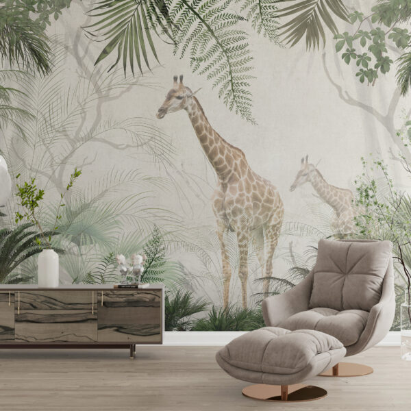 Fotobehang van giraffen in de jungle