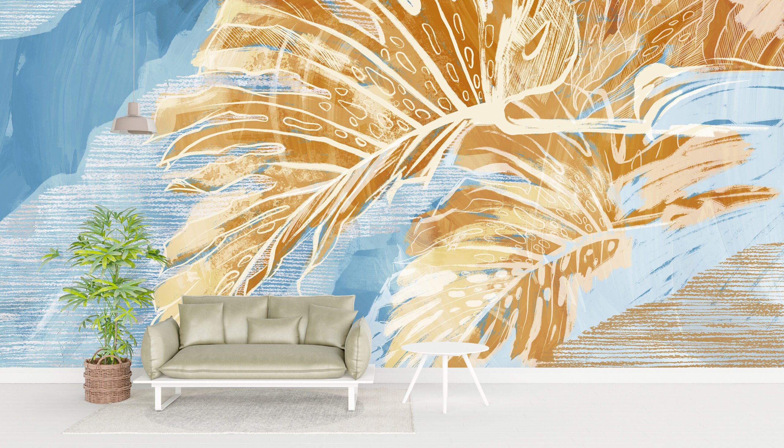 Fotobehang Gouden blad Monstera