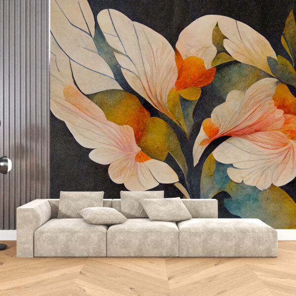 Fotobehang Bloemen bij Zonsondergang