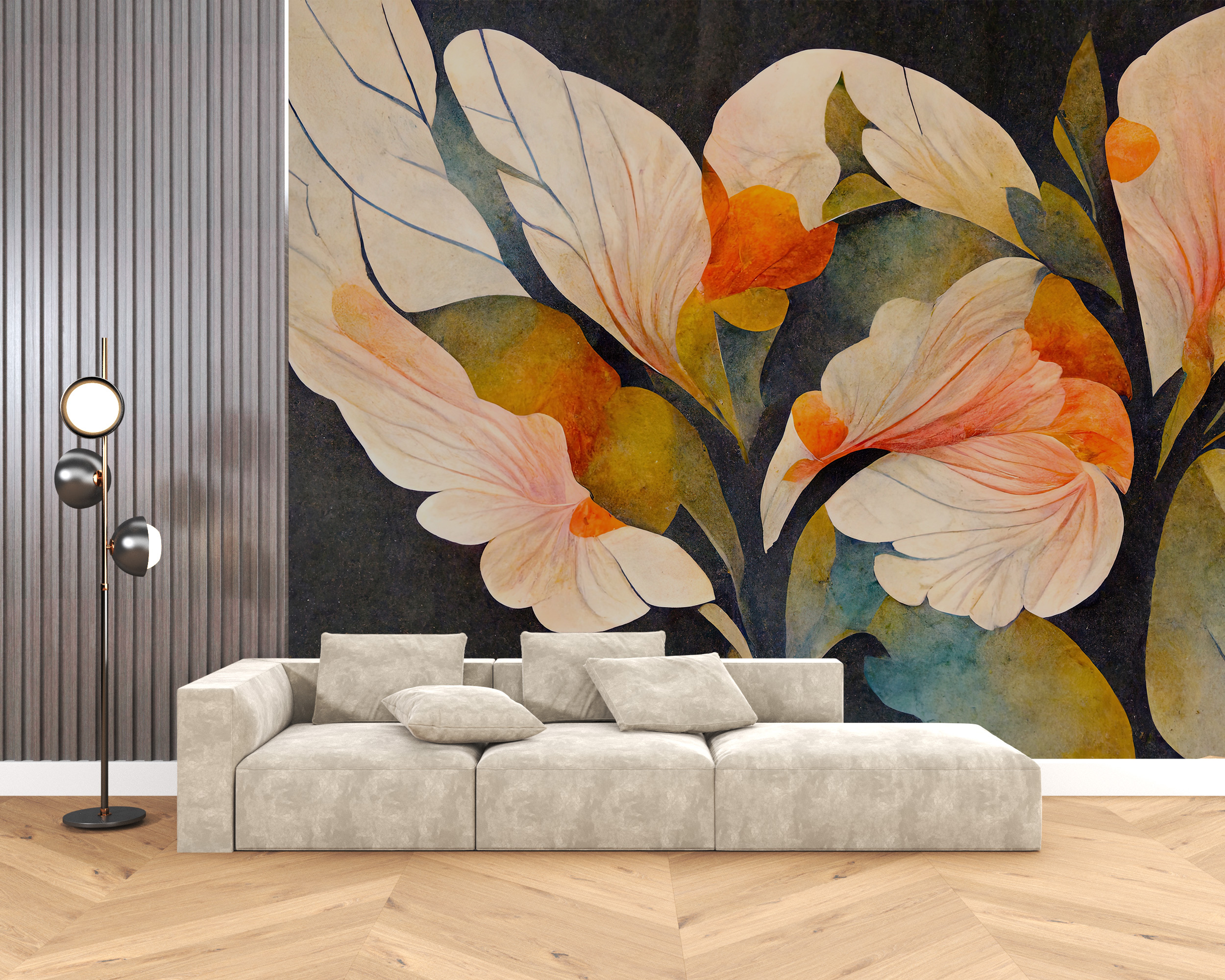 Fotobehang Bloemen bij Zonsondergang