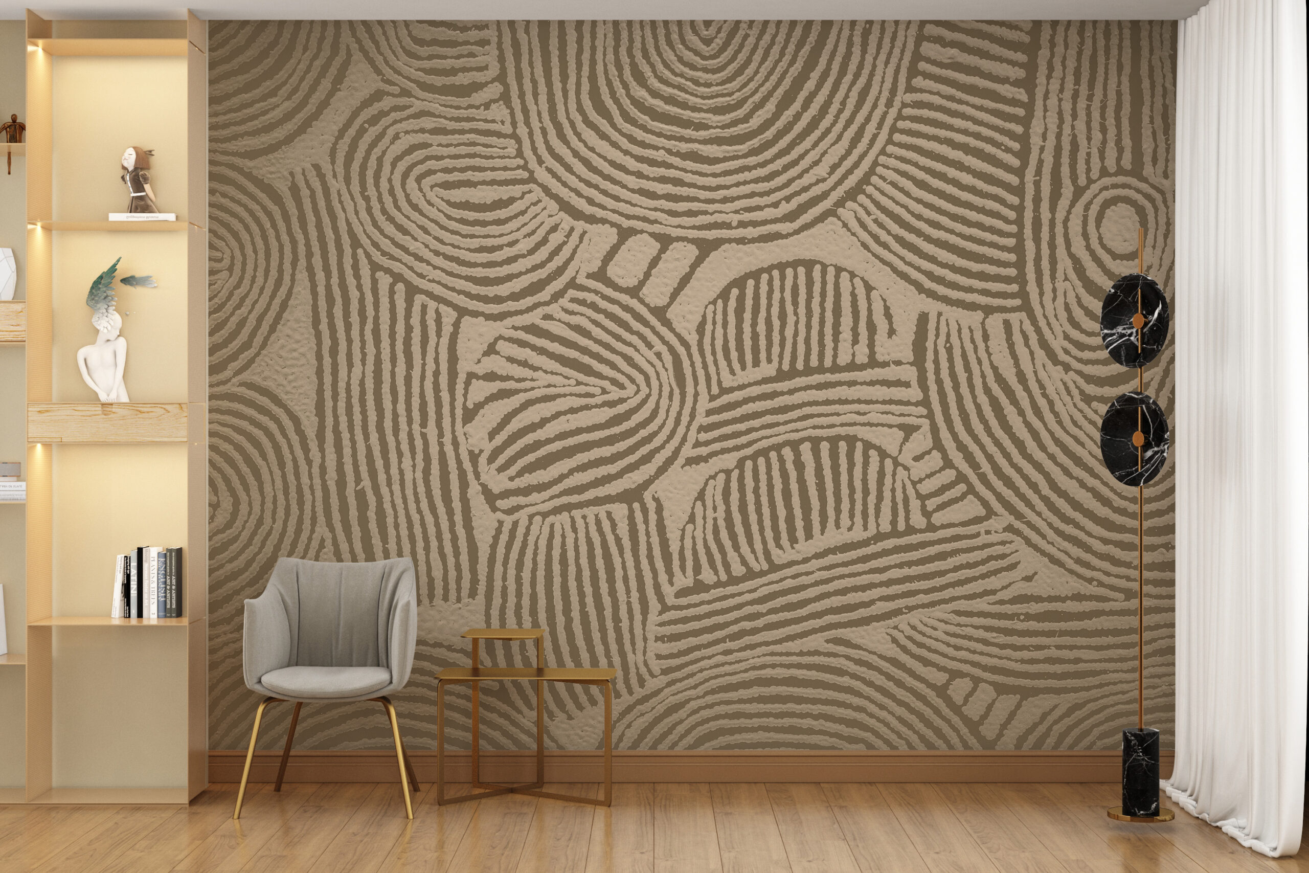 Muurschilderingen in bruin en beige
