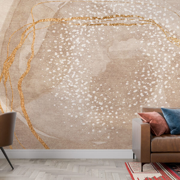 Fotobehang van gouden elementen in beige