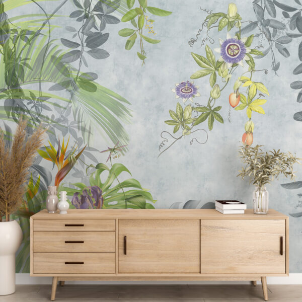Fotobehang van bladeren en bloemen