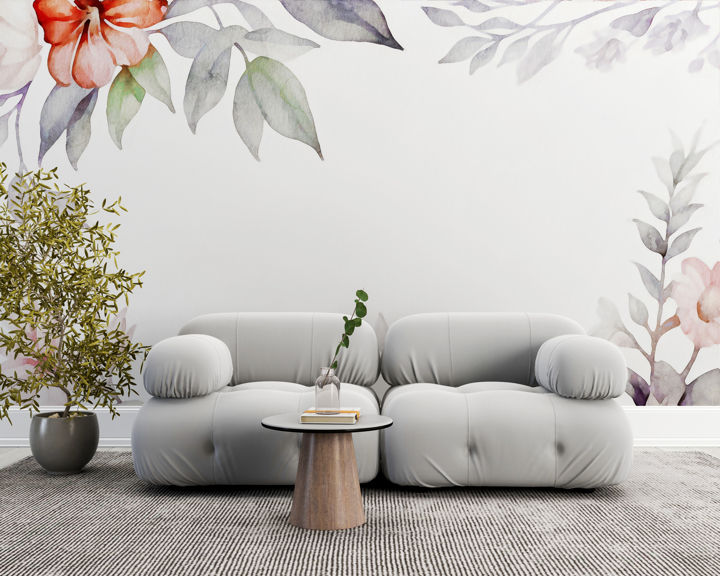 Fotobehang Bloemen met Oranje Accent