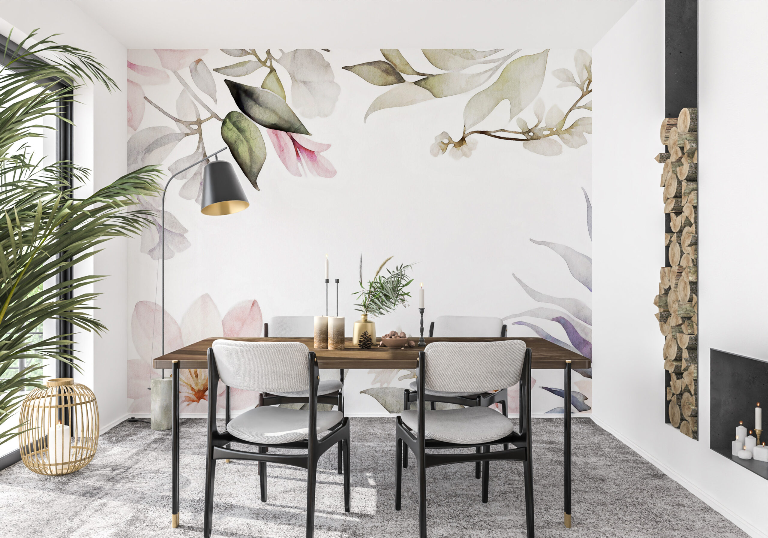 Fotobehang Bloemen met Roze Accent