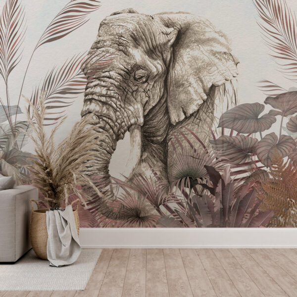Fotobehang Olifant Tropisch Roze