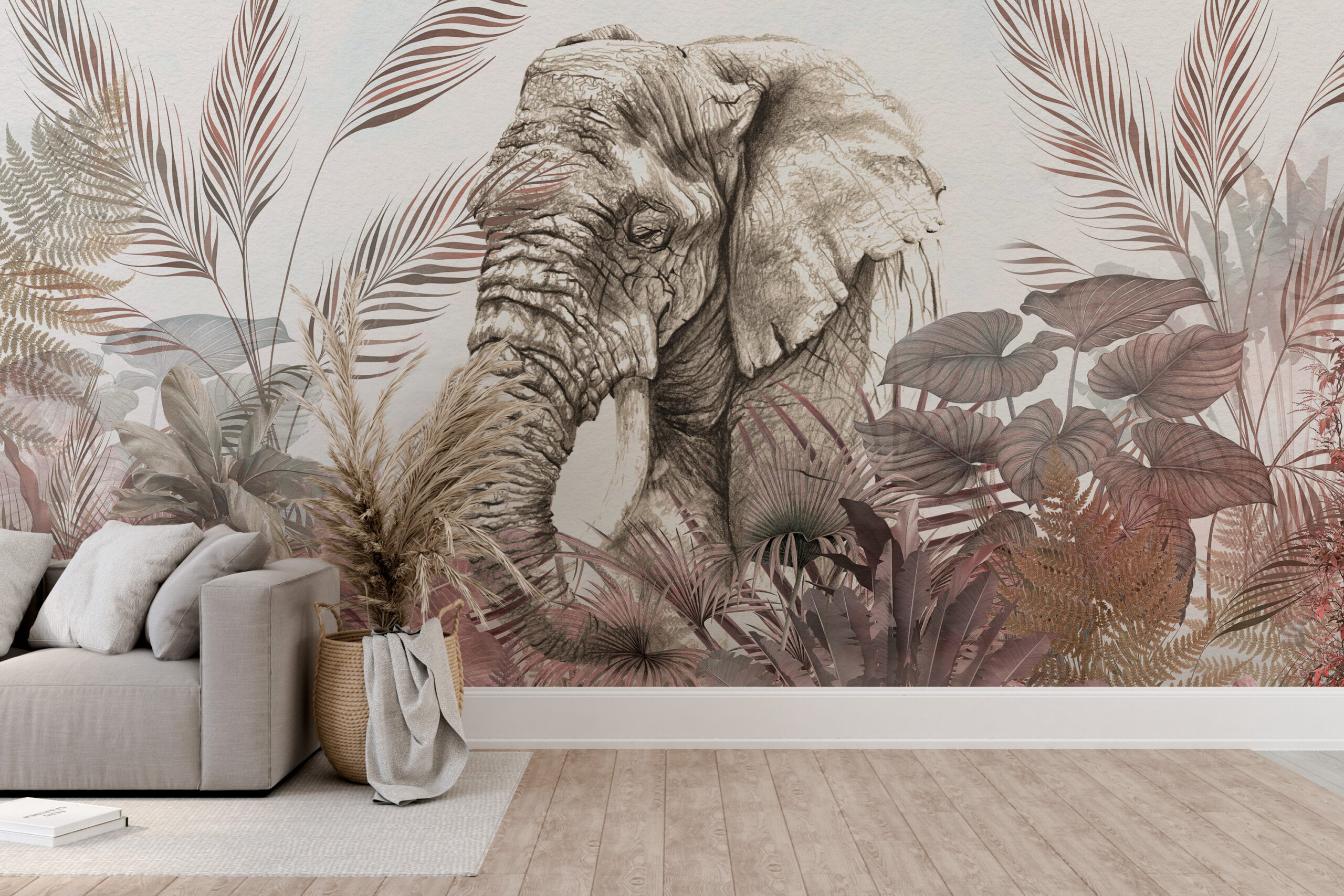 Fotobehang Olifant Tropisch Roze