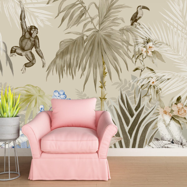 Aap Jungle Fotobehang Beige