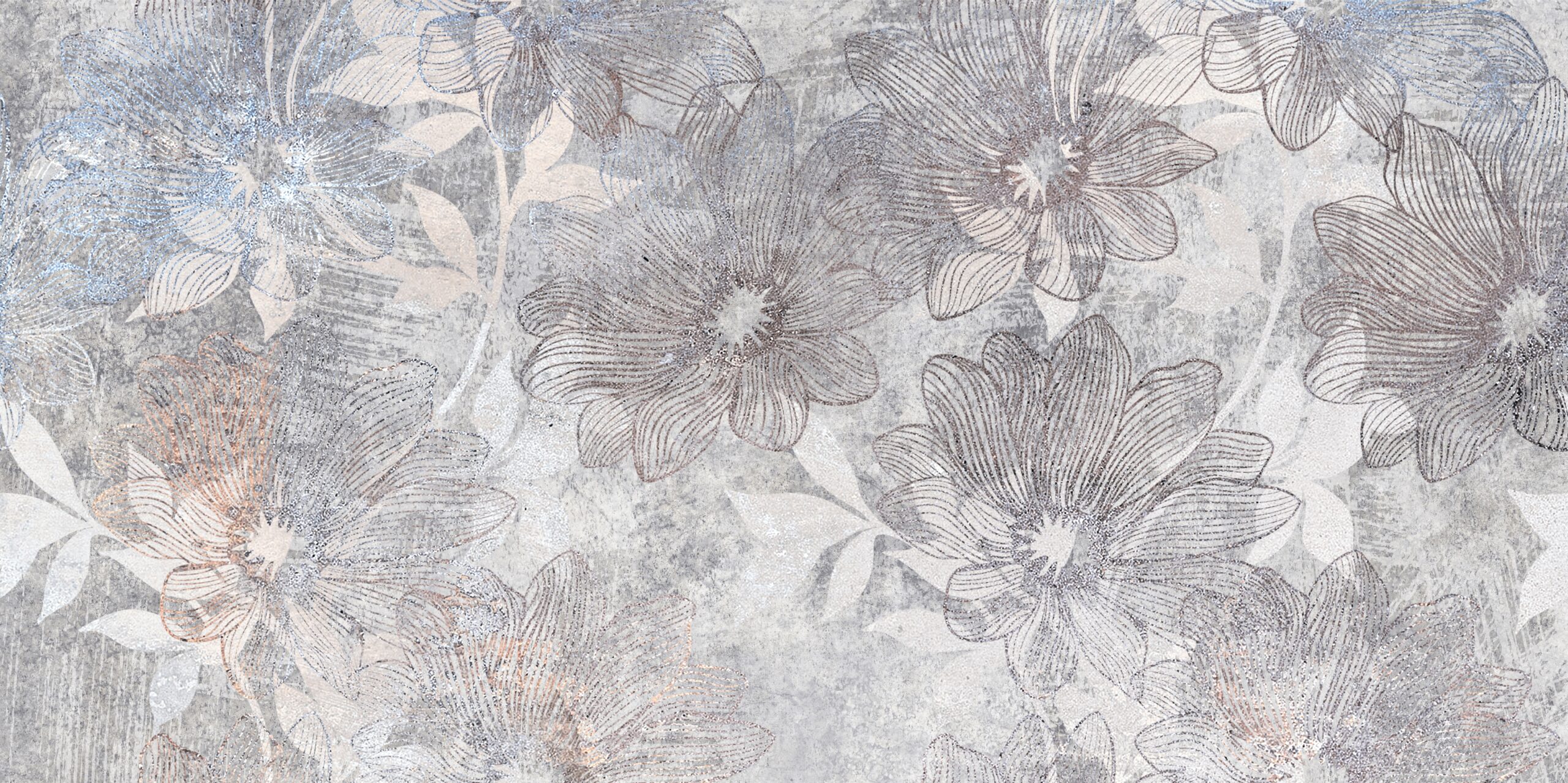 Flowers,On,The,Old,White,Wall,Background,,Digital,Wall,Tiles