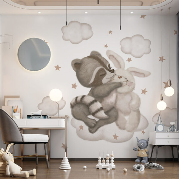 Muurschildering Vrienden op een Wolk