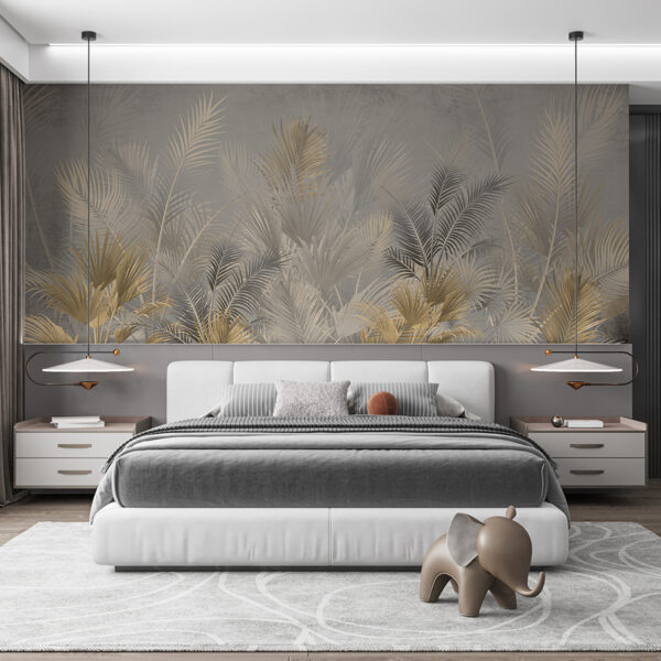 Muurschildering Elegante Palmbladeren