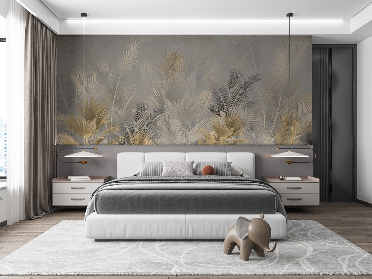 Muurschildering Elegante Palmbladeren