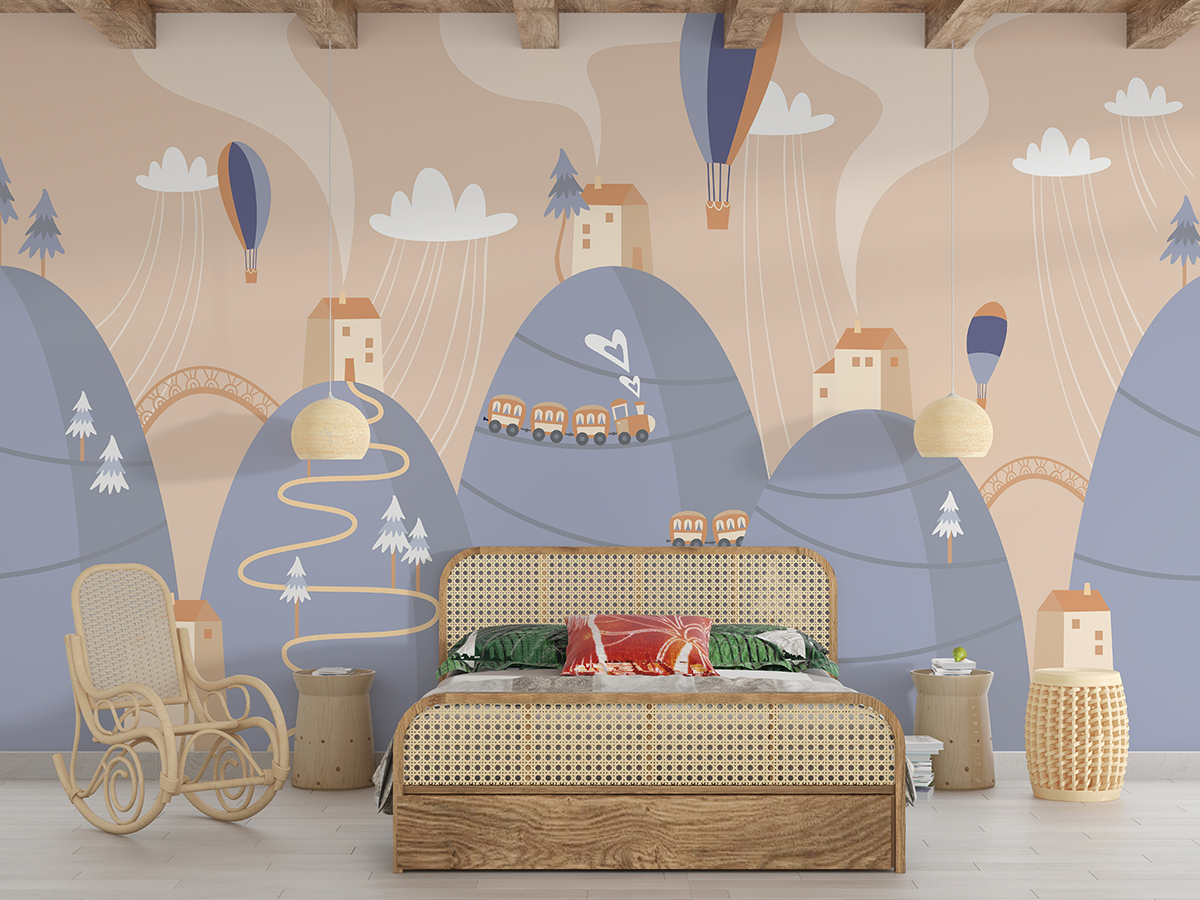 Muurschildering Blue Mountain Village