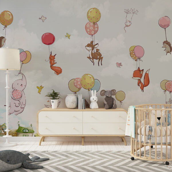 Behang Dieren met Ballonnen
