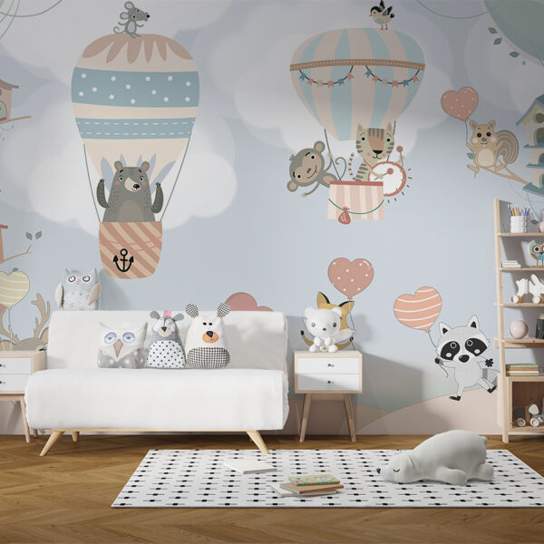 Behang Dieren Met Ballonnen Harten