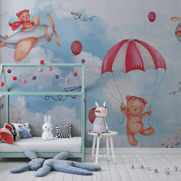 Vliegende beren muurschildering