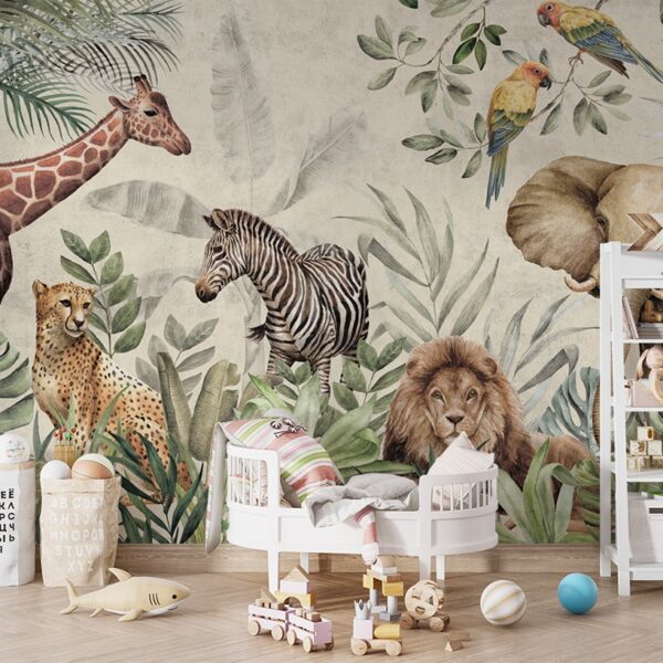 Muurschildering Exotische Dieren