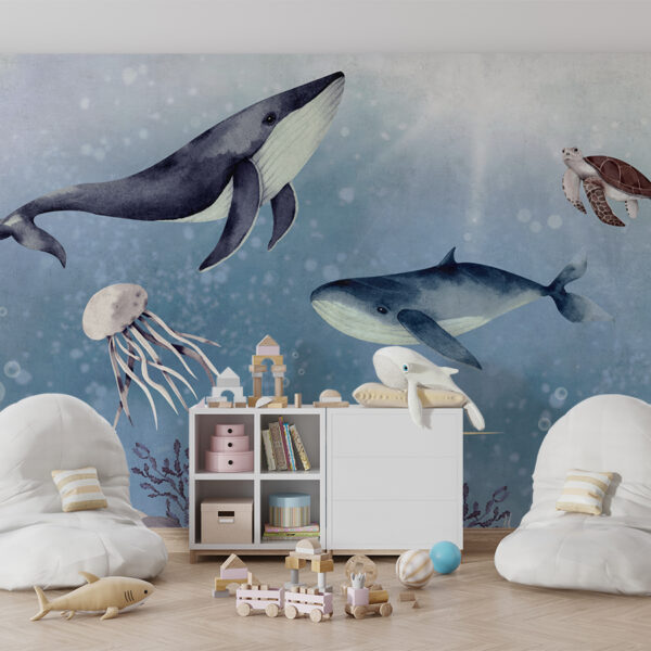 Muurschildering Oceanische wezens