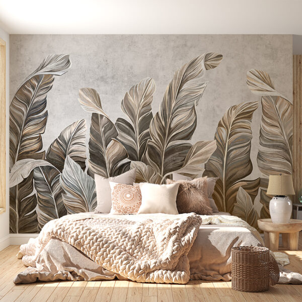 Muurschildering Sophisticated Leaves