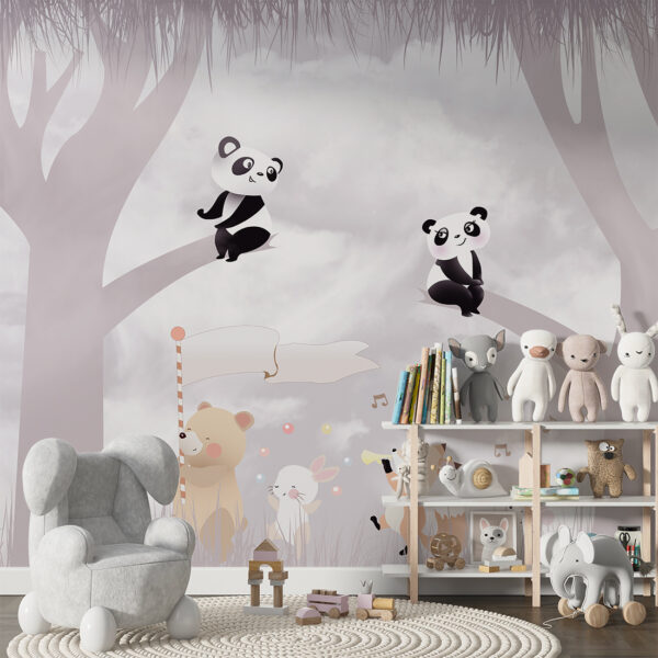 Muurschildering Schattige Panda’s