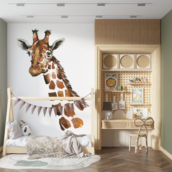 Giraffe muurschildering