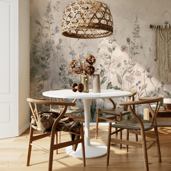 Luchtige bloemen in beige tinten