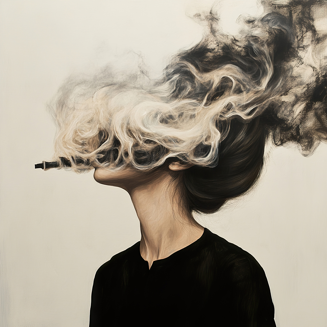 Hidden Face: A Surreal Portrait in Smoke