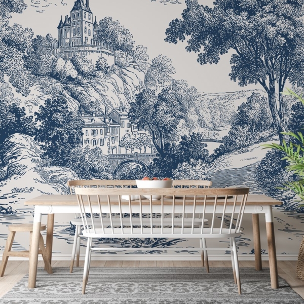 Fotobehang Landschap in blauw