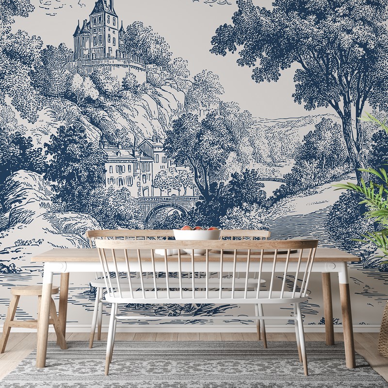 Fotobehang Landschap in blauw