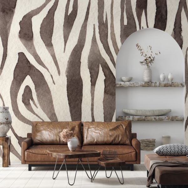 Fotobehang Bruine zebra-textuur