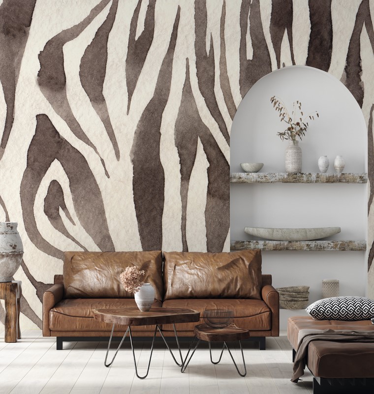 Fotobehang Bruine zebra-textuur