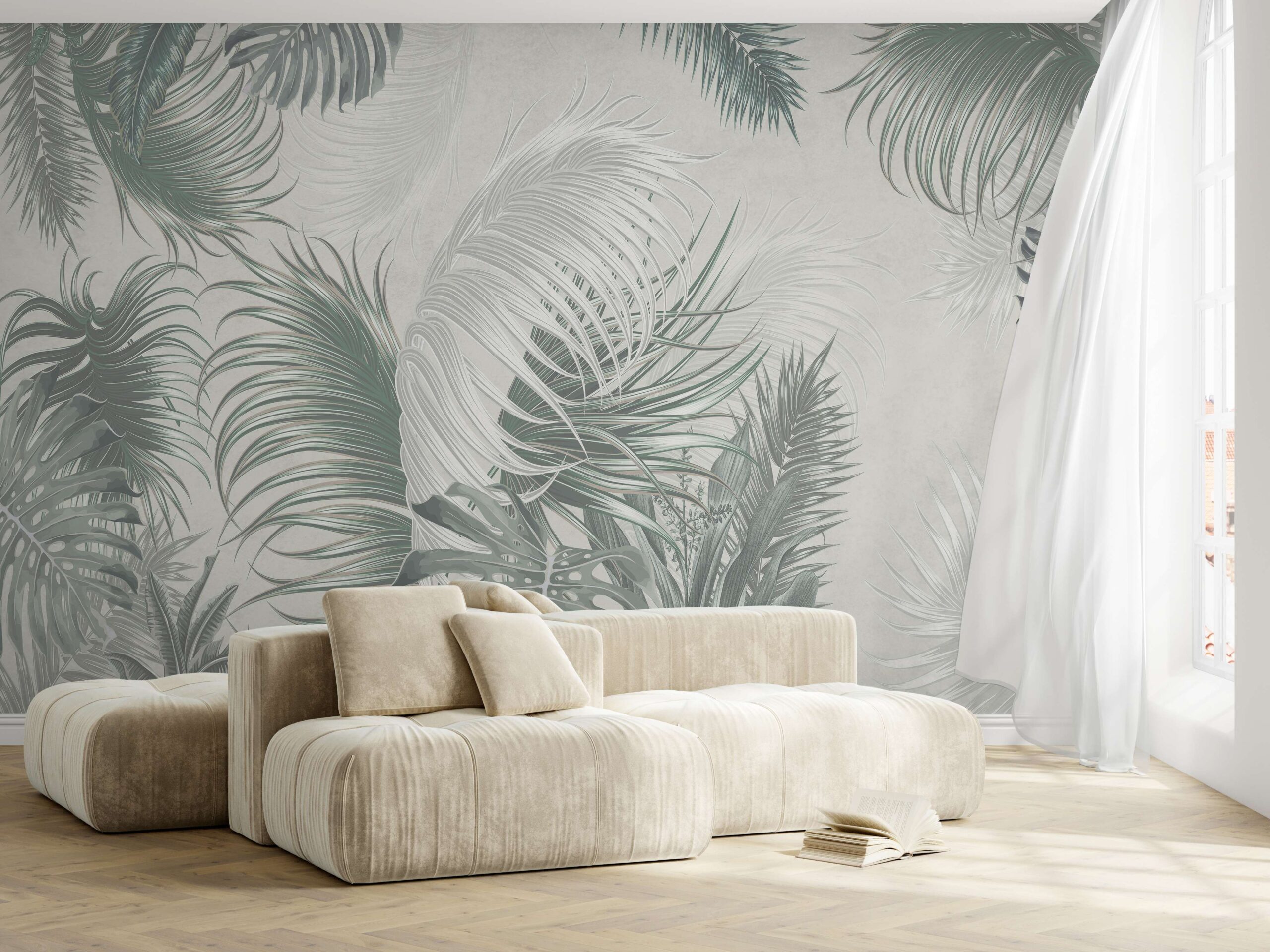 Fotobehang Winterse tropische tuin