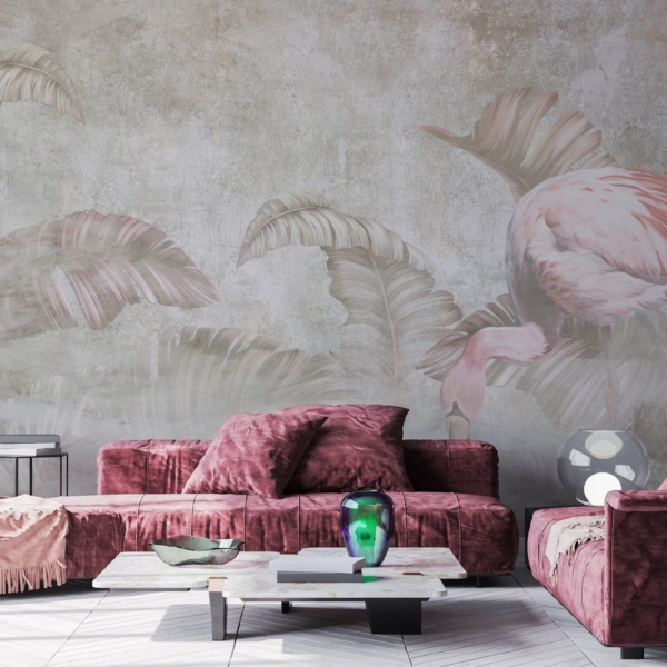 Fotobehang Mysterieuze flamingo