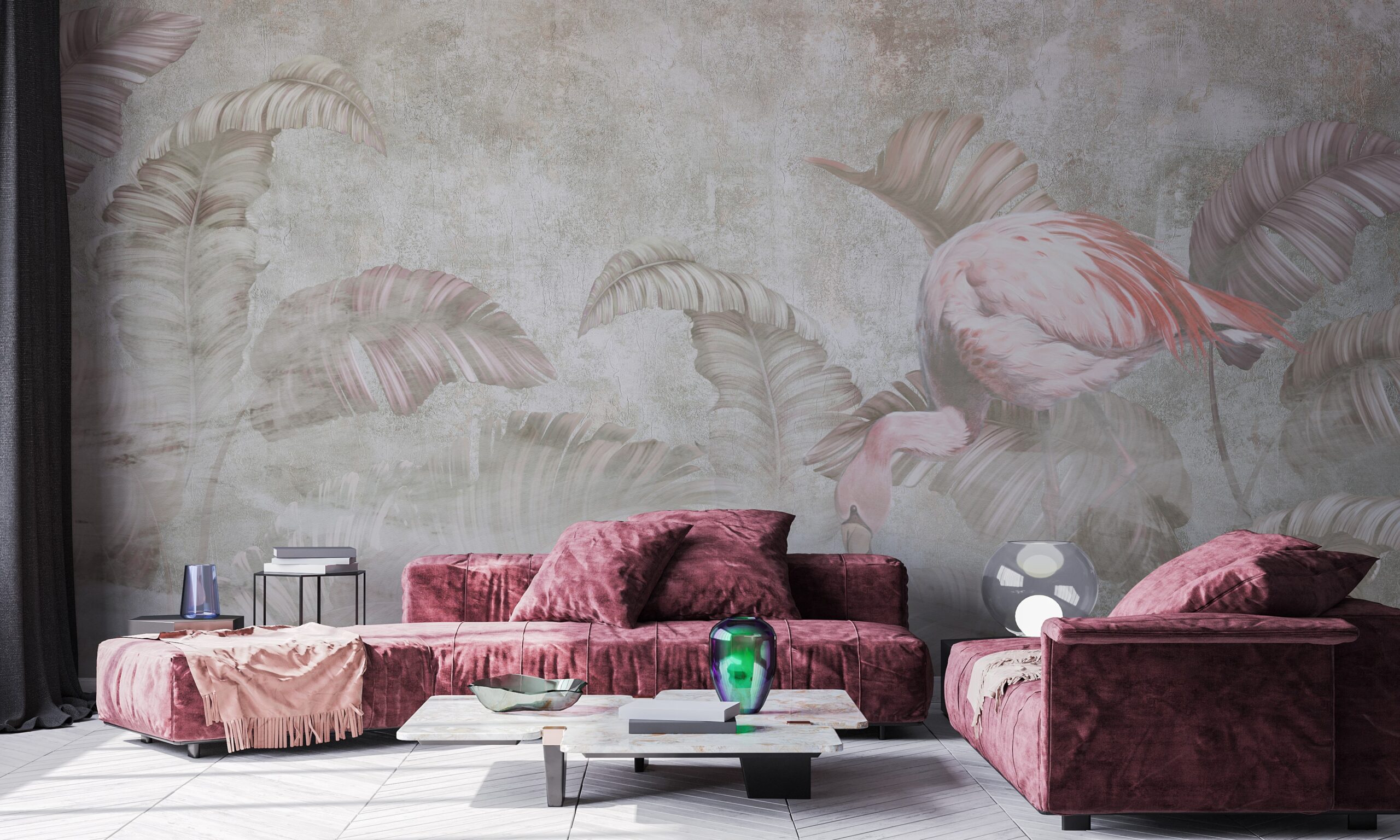 Fotobehang Mysterieuze flamingo