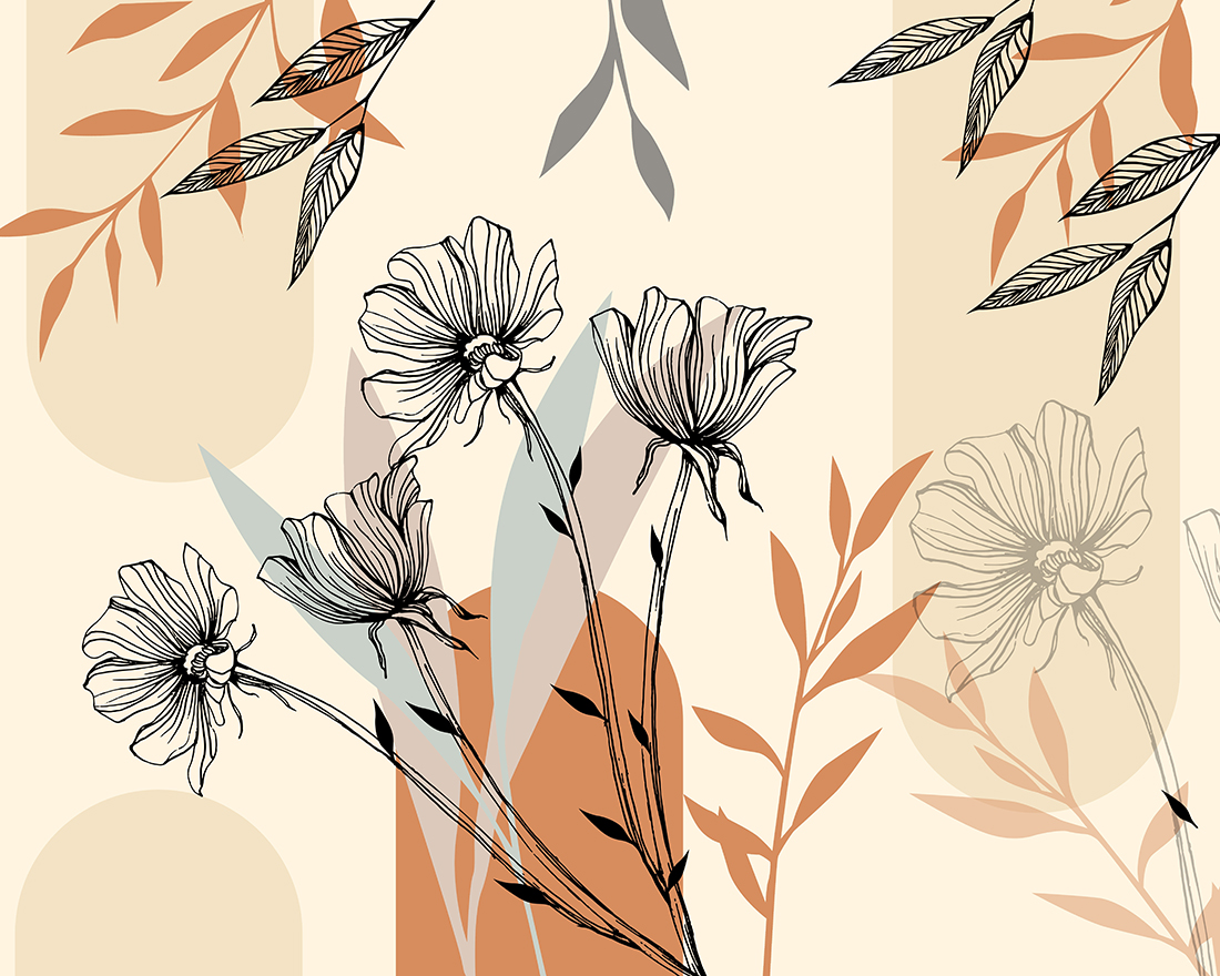 Abstract,Flower,And,Leaf,Drawings,Wallpaper