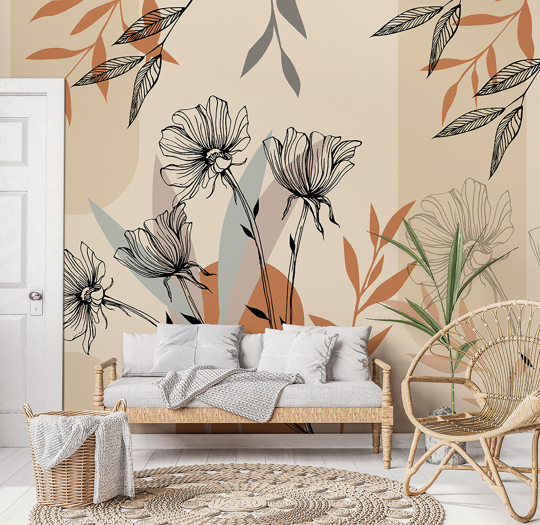 Fotobehang Minimalistische bloemen