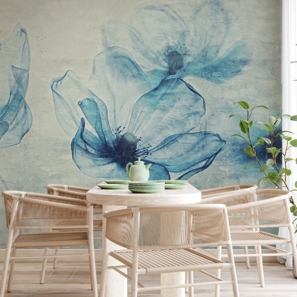 Fotobehang Blauwe bloemen