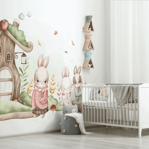 Fotobehang Boskonijnenfamilie