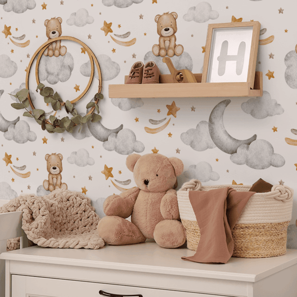 Fotobehang Teddybeer op een wolk
