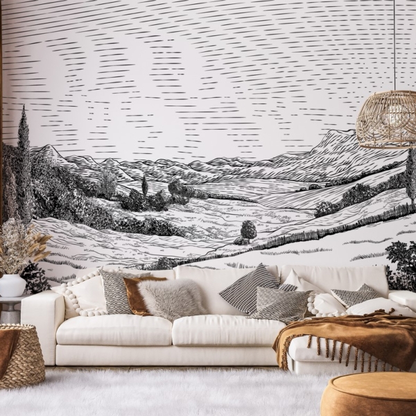 Fotobehang Zwart-wit landschap