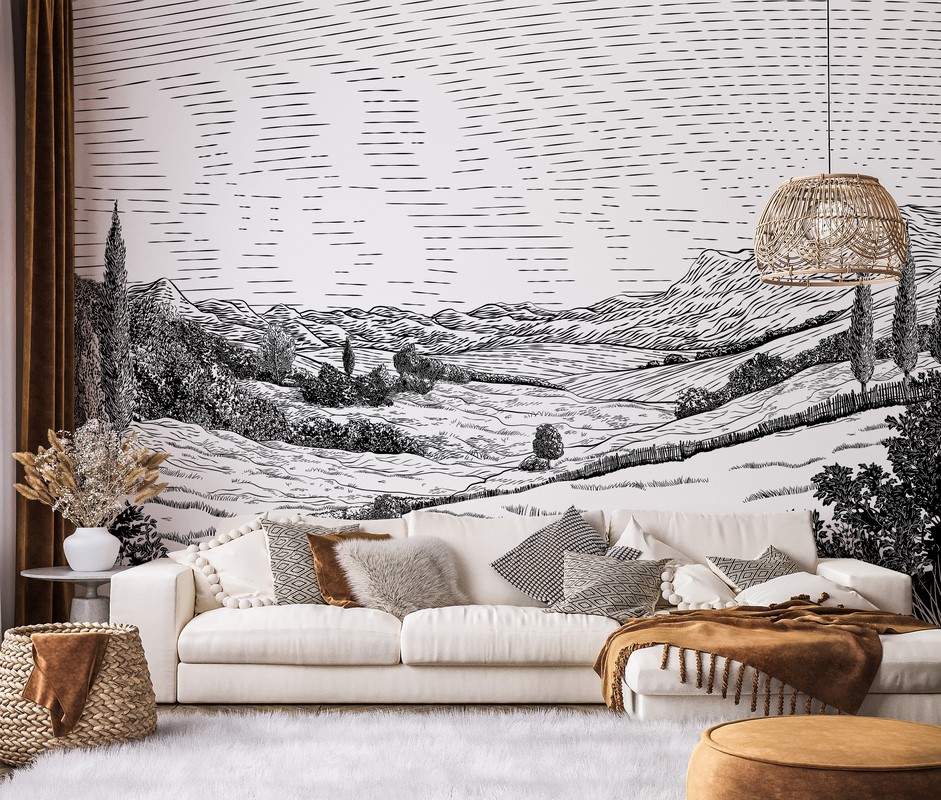 Fotobehang Zwart-wit landschap