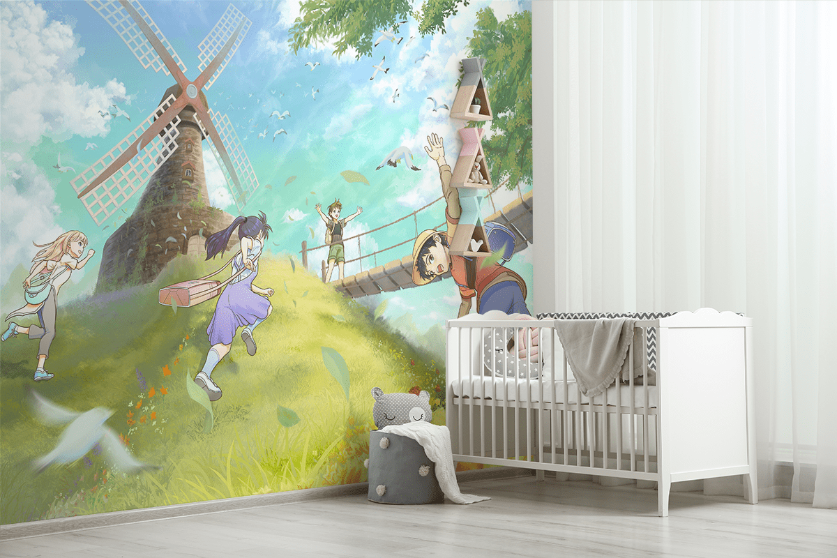 Fotobehang Kindertijd in de wind