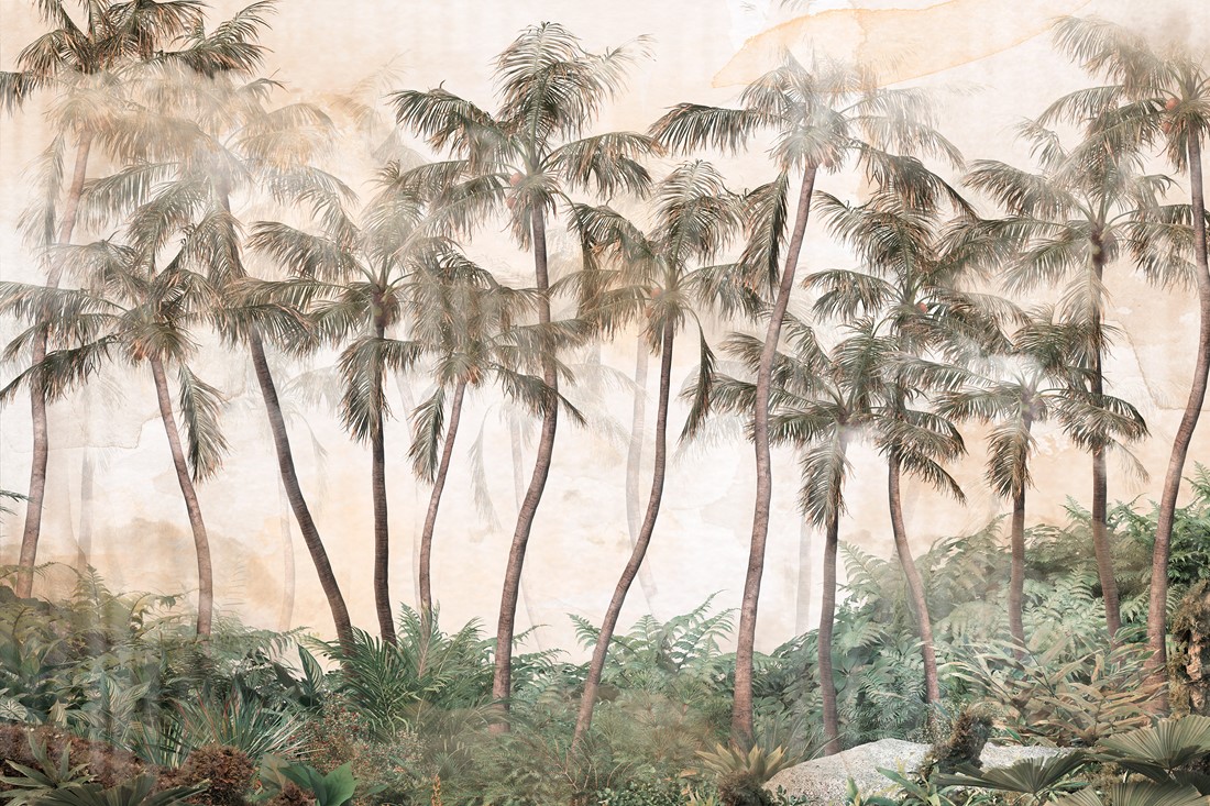 Tropical,Forest,Landscape,,,Trees,And,Leaves,Wallpaper,,,3d